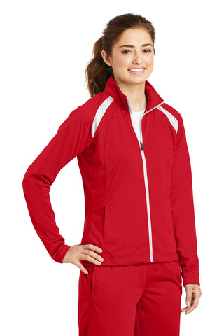 Sport-Tek Ladies Tricot Track Jacket (True Red/ White)