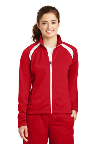 Sport-Tek Ladies Tricot Track Jacket (True Red/ White)