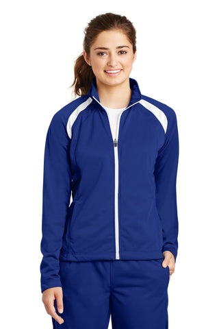 Sport-Tek Ladies Tricot Track Jacket (True Royal/ White)