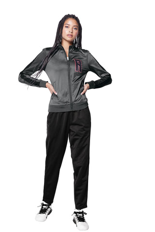 Sport-Tek Ladies Tricot Sleeve Stripe Track Jacket (Black/ Black)
