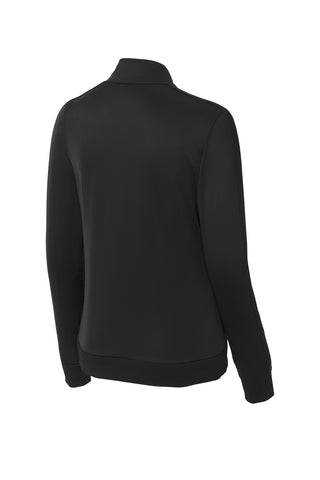 Sport-Tek Ladies Tricot Sleeve Stripe Track Jacket (Black/ Black)