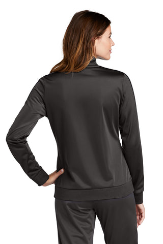 Sport-Tek Ladies Tricot Sleeve Stripe Track Jacket (Graphite/ Black)