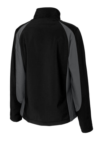 Sport-Tek Ladies Colorblock Soft Shell Jacket (Black/ Iron Grey)