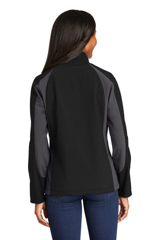 Sport-Tek Ladies Colorblock Soft Shell Jacket (Black/ Iron Grey)