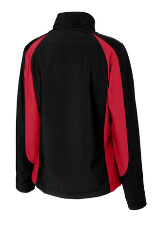 Sport-Tek Ladies Colorblock Soft Shell Jacket (Black/ True Red)