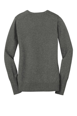 Port Authority Ladies V-Neck Sweater (Charcoal Heather)