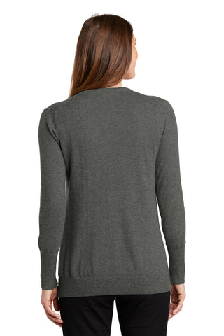 Port Authority Ladies V-Neck Sweater (Charcoal Heather)