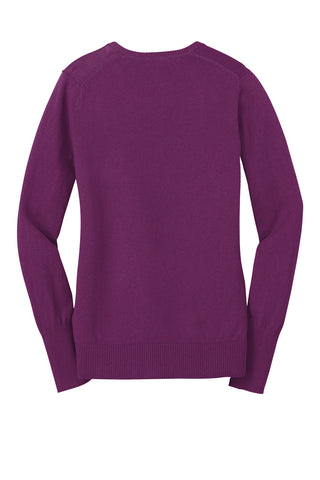 Port Authority Ladies V-Neck Sweater (Deep Berry)