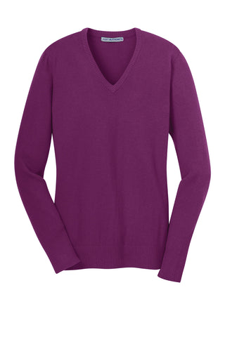 Port Authority Ladies V-Neck Sweater (Deep Berry)