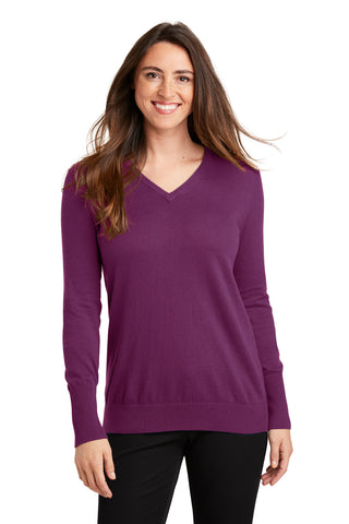 Port Authority Ladies V-Neck Sweater (Deep Berry)