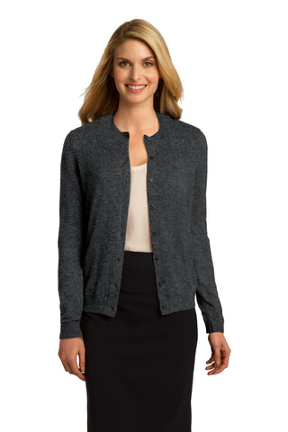 Port Authority Ladies Cardigan Sweater (Charcoal Heather)