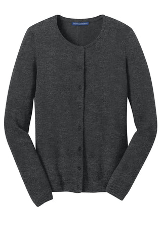 Port Authority Ladies Cardigan Sweater (Charcoal Heather)