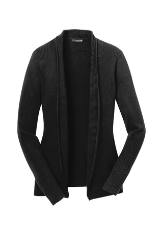 Port Authority Ladies Open Front Cardigan Sweater (Black)