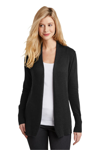 Port Authority Ladies Open Front Cardigan Sweater (Black)