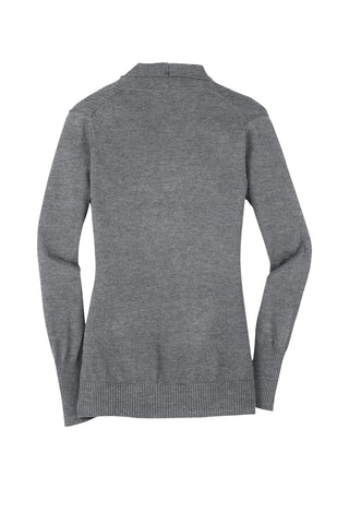 Port Authority Ladies Open Front Cardigan Sweater (Medium Heather Grey)