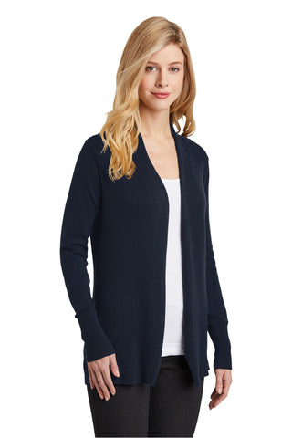 Port Authority Ladies Open Front Cardigan Sweater (Navy)