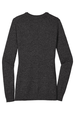 Port Authority Ladies Marled Cardigan Sweater (Black Marl)