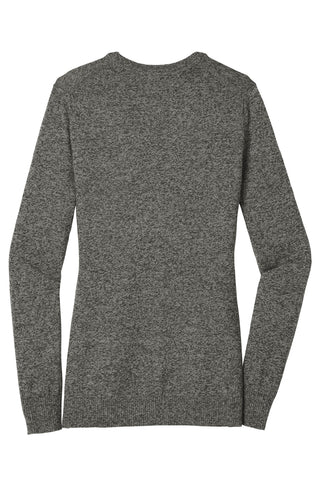 Port Authority Ladies Marled Cardigan Sweater (Warm Grey Marl)