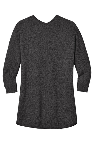 Port Authority Ladies Marled Cocoon Sweater (Black Marl)