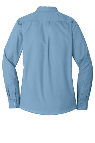 Port Authority Ladies Long Sleeve Carefree Poplin Shirt (Carolina Blue)