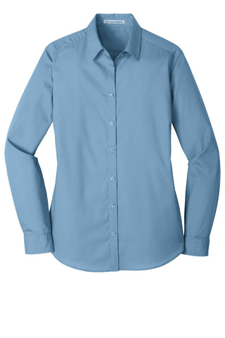 Port Authority Ladies Long Sleeve Carefree Poplin Shirt (Carolina Blue)