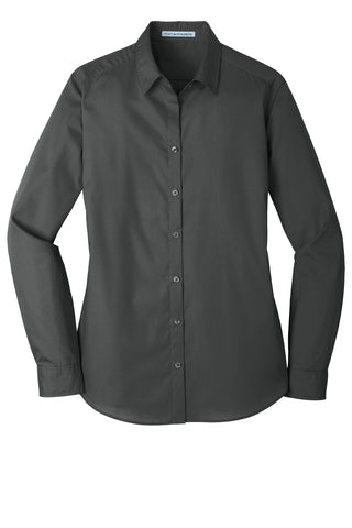 Port Authority Ladies Long Sleeve Carefree Poplin Shirt (Graphite)