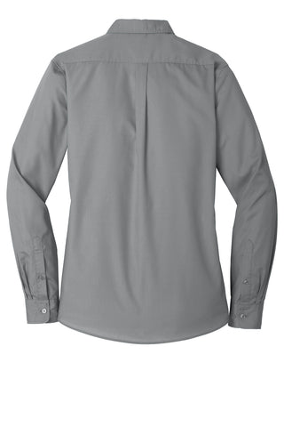 Port Authority Ladies Long Sleeve Carefree Poplin Shirt (Gusty Grey)