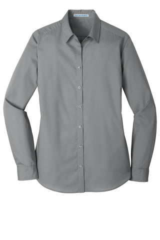 Port Authority Ladies Long Sleeve Carefree Poplin Shirt (Gusty Grey)