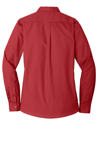 Port Authority Ladies Long Sleeve Carefree Poplin Shirt (Rich Red)