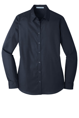 Port Authority Ladies Long Sleeve Carefree Poplin Shirt (River Blue Navy)