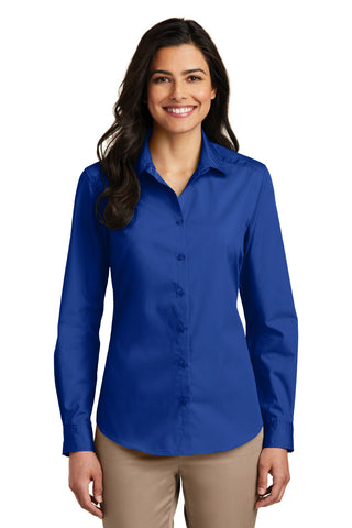 Port Authority Ladies Long Sleeve Carefree Poplin Shirt (True Royal)