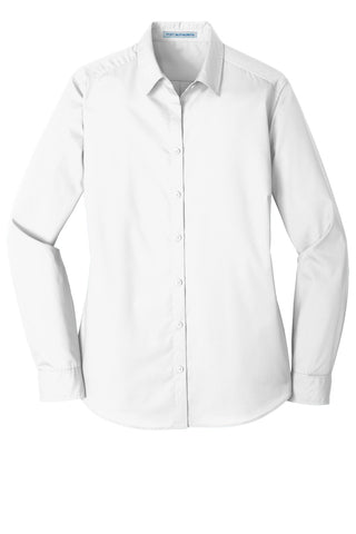 Port Authority Ladies Long Sleeve Carefree Poplin Shirt (White)