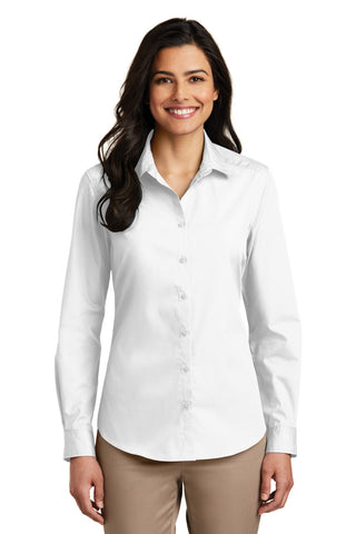 Port Authority Ladies Long Sleeve Carefree Poplin Shirt (White)