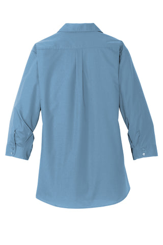 Port Authority Ladies 3/4-Sleeve Carefree Poplin Shirt (Carolina Blue)