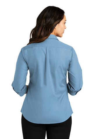 Port Authority Ladies 3/4-Sleeve Carefree Poplin Shirt (Carolina Blue)