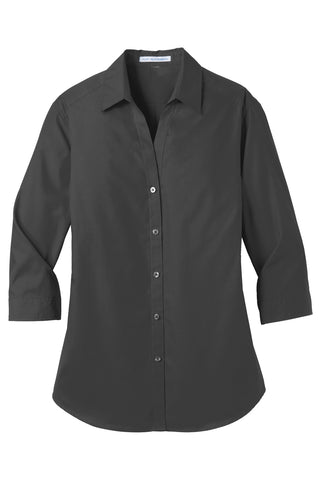 Port Authority Ladies 3/4-Sleeve Carefree Poplin Shirt (Graphite)