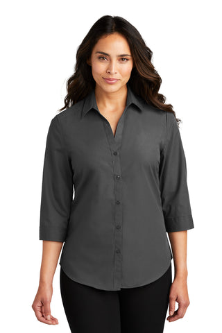 Port Authority Ladies 3/4-Sleeve Carefree Poplin Shirt (Graphite)