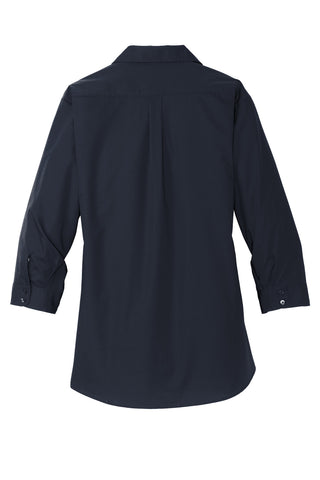 Port Authority Ladies 3/4-Sleeve Carefree Poplin Shirt (River Blue Navy)