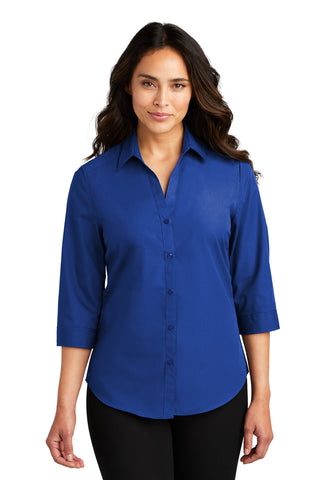 Port Authority Ladies 3/4-Sleeve Carefree Poplin Shirt (True Royal)