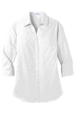 Port Authority Ladies 3/4-Sleeve Carefree Poplin Shirt (White)