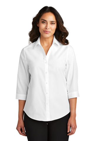 Port Authority Ladies 3/4-Sleeve Carefree Poplin Shirt (White)