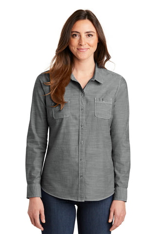 Port Authority Ladies Slub Chambray Shirt (Grey)