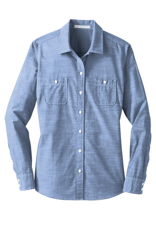 Port Authority Ladies Slub Chambray Shirt (Light Blue)