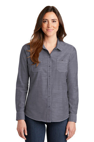 Port Authority Ladies Slub Chambray Shirt (True Navy)