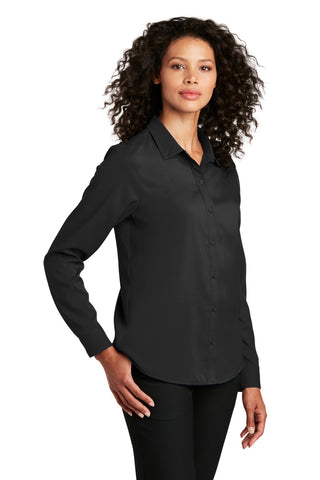 Port Authority Ladies Long Sleeve Performance Staff Shirt (Black)