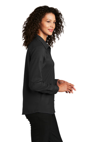 Port Authority Ladies Long Sleeve Performance Staff Shirt (Black)