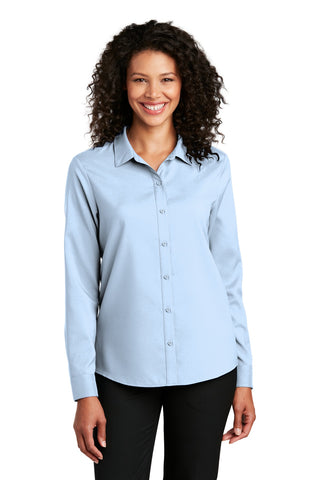 Port Authority Ladies Long Sleeve Performance Staff Shirt (Cloud Blue)