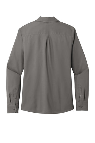 Port Authority Ladies Long Sleeve Performance Staff Shirt (Silver)