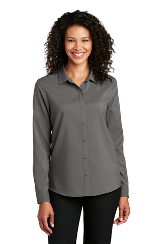 Port Authority Ladies Long Sleeve Performance Staff Shirt (Graphite)