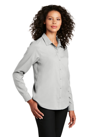 Port Authority Ladies Long Sleeve Performance Staff Shirt (Silver)